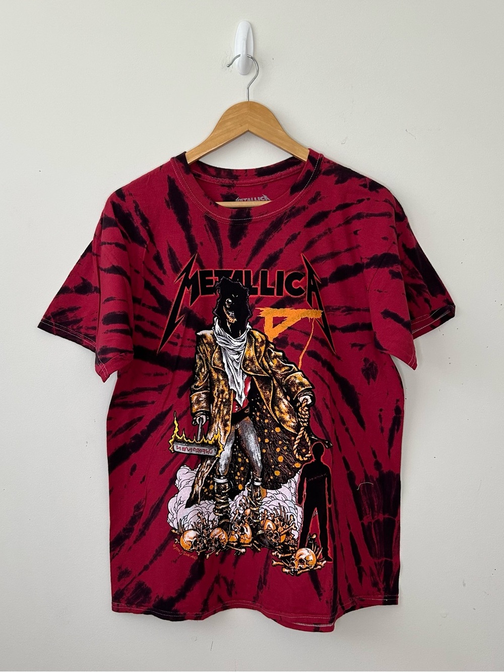 Metallica Red/Black Tie-Dye Graphic T-Shirt Size M Rock & Pop Music